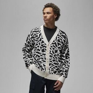 Nike Air Jordan Flight Heritage Cardigan Phantom Black DV7573-030 Men Small NWT